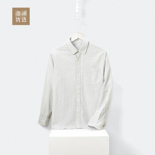 海澜优选格纹长袖衬衫有型商务休闲衬衣男士FNEAJ38013A本白格纹（31）165/84A(S)