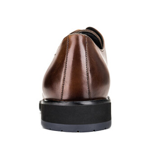 莱尔斯丹 le saunda 时尚商务正装系带圆头粗跟男单皮鞋 LS 9TM55205 啡色 40