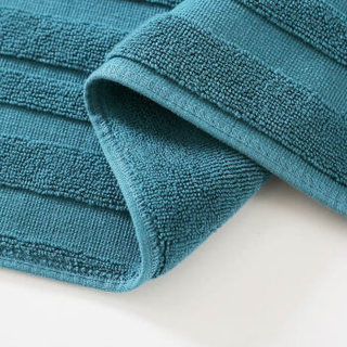 水星家纺 脚垫浴室吸水速干地垫卧室门口卫浴卫生间防滑地垫 弗拉诺斯全棉提花地垫(蓝色)40×60cm
