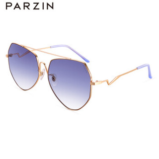 帕森（PARZIN）轻透尼龙太阳镜女  十周年定制款不规则几何墨镜87705 金框透灰片