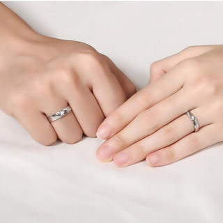 鸣钻国际 深情 钻石对戒 白18k金钻戒 结婚求婚戒指 情侣款