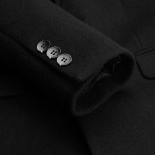柒牌（SEVEN）毛呢大衣男 青年时尚休闲修身中长款保暖大衣2018冬季新品 115C18030 黑色 B54