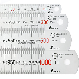 SHINWA 21574 日本企鹅牌不锈钢直尺钢直尺高精度直尺加厚钢板尺亚光刻度尺测量工具300MM