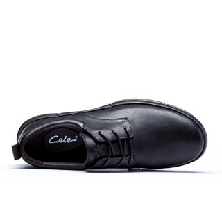 cele 策乐 商务休闲鞋男士头层牛皮系带防滑舒适时尚百搭 黑色 40码 M8C1S16102