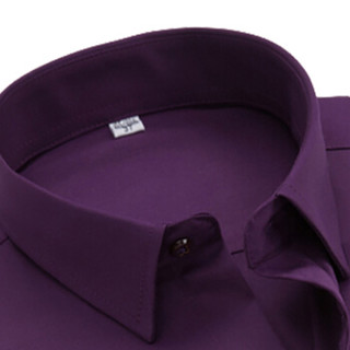 猫人（MiiOW）男士衬衫商务休闲弹力免烫纯色长袖衬衫QT2022-CS59紫色L