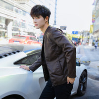 CARTELO 卡帝乐鳄鱼 皮衣男男士时尚修身韩版水洗PU皮外套男 KE6618