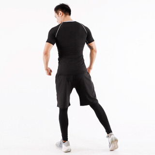 FANDIMU 范迪慕 运动套装男士健身服紧身速干透气吸湿排汗跑步篮球套装健身衣男 FNZ9001 黑色 M