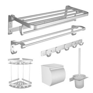 法恩莎（FAENZA）FGJ08 太空铝毛巾架免钉杆浴巾架浴室挂件卫生间置物架卫浴五金套装