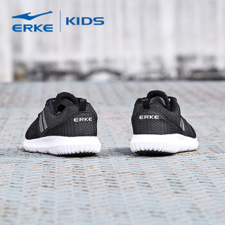 鸿星尔克（ERKE）男童鞋儿童运动鞋大童网面慢跑鞋 63119103003 正黑/正白 38码