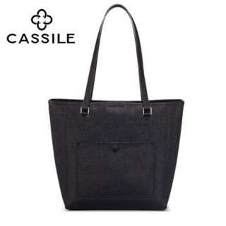 CASSILE 女包托特包时尚大容量单肩包手提包妈咪包购物袋T172020201A1黑色