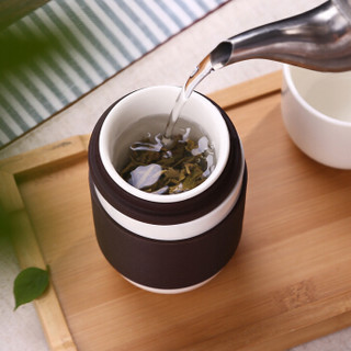 佳佰 茶具 便携日式旅行陶瓷功夫茶具一壶一杯 单人快客杯茶杯户外简易旅游茶壶 带杯套 红色