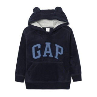 Gap旗舰店 男婴幼童 logo徽标抓绒连帽运动衫 338303 靛蓝色 80cm(12-18月)