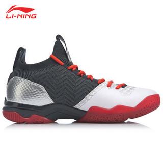 LI-NING 李宁 羽毛球系列  全新音爆2.0男子一体织袜套缓震耐磨防滑羽毛球专业鞋 AYZP001-3 标准白 43码