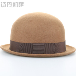 诗丹凯萨礼帽女士冬季短檐羊毛呢帽 FW214003 深驼色 55cm-57cm