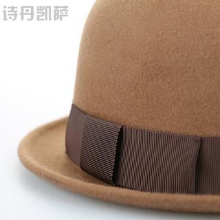 诗丹凯萨礼帽女士冬季短檐羊毛呢帽 FW214003 深驼色 55cm-57cm