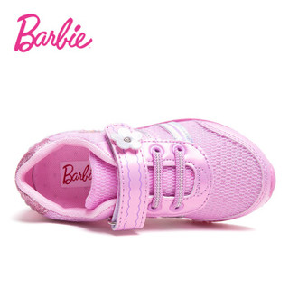 芭比 BARBIE 童鞋 女童运动鞋儿童亮灯鞋2019春季新款中高帮闪光鞋 2700 浅紫 27码