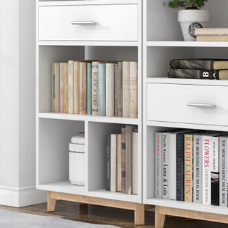 蔓斯菲尔（MSFE）书架书柜组合开放储物柜落地置物架 暖白色1.92米高款