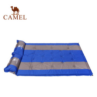 骆驼户外带枕双人自动充气垫 春游野营双人防潮垫帐篷睡垫 A8W05002 草绿拼灰