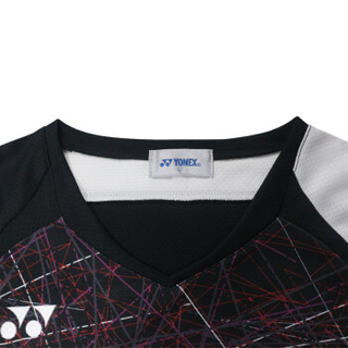 YONEX 尤尼克斯 羽毛球服女士新款圆领短袖T恤速干透气运动服日本原产 20385 黑色 L