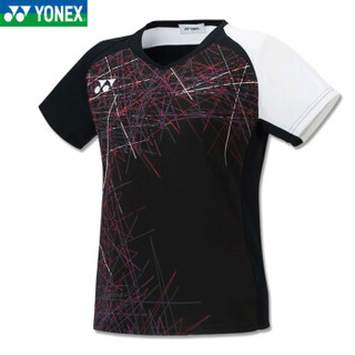 YONEX 尤尼克斯 羽毛球服女士新款圆领短袖T恤速干透气运动服日本原产 20385 黑色 L