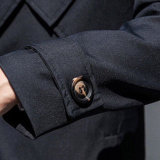卡帝乐鳄鱼（CARTELO）风衣 男士潮流双排扣中长款夹克大衣外套305A-F802黑色2XL