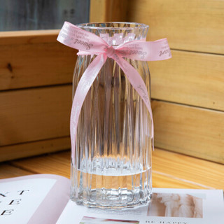 云想 欧式玻璃花瓶竖棱透明水培干花插花装饰品摆件 月华花瓶