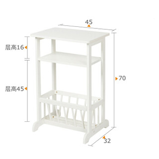 慧乐家 置物架 简约时尚客厅厨房书房层架收纳架杂志架电话架 白色110161