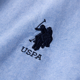 U.S. POLO ASSN. 衬衫男新款多色潮流休闲长袖衬衫纯棉修身美式白色衬衣5191107002 浅蓝色 3XL
