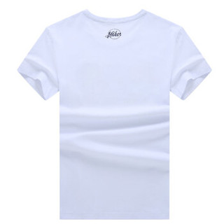 Bejirog 北极绒 北极绒男装男士白色印花短袖T恤青年圆领弹力棉t恤衫潮MDT80026