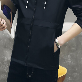 俞兆林（YUZHAOLIN）夹克 男士时尚简约连帽纯色夹克外套177黑色M