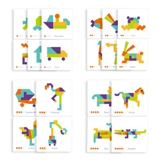 弥鹿（MiDeer）儿童木质玩具拼图3-6岁创艺几何认知智力拼图-创艺木片拼图