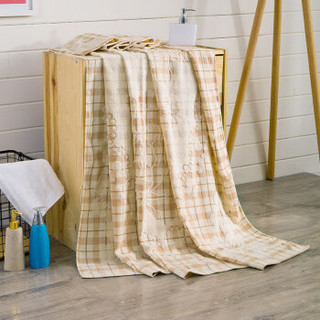 迎馨家纺 全棉提花纯色毛巾被 多功能透气空调毯子午睡沙发四季毯盖毯 驼色150*200cm