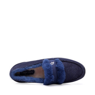 COZY STEPS 澳洲羊皮毛一体时尚保暖休闲豆豆鞋6D010 海军蓝 36