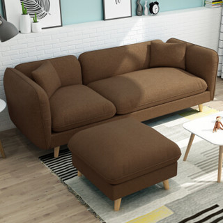 奈高北欧布艺沙发客厅家具沙发组合套装现代简约大小户型布艺沙发3+脚踏- 蓝色