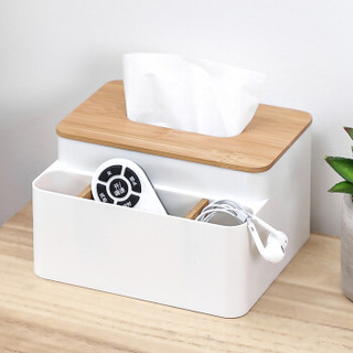 雅高 实木抽纸纸巾盒 家居创意桌面竹木纸巾盒