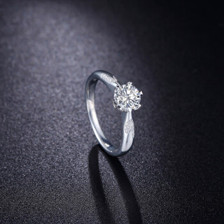 鸣钻国际 许诺 白18k金钻戒女 钻石戒指结婚求婚女戒 情侣对戒女款