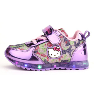 HelloKitty 童鞋女童运动鞋 时尚灯鞋休闲跑步鞋 K8533831紫色34