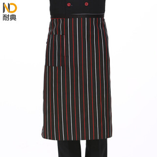 耐典 厨师围裙半身男士条纹围裙厨师工作服围腰条纹小方块餐饮服务员围裙女ND-LYDS8314-8320 条纹红