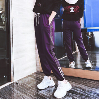 俞兆林 2019新款韩版大码运动裤女百搭休闲裤 YWKX191212 紫色 L