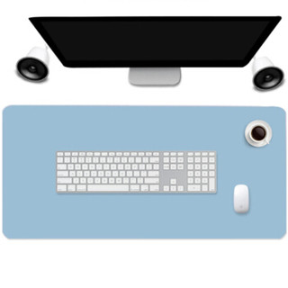 玲魅 双面双色鼠标垫大号 办公游戏桌垫超大写字台书桌垫 桌面防水鼠标垫 90*45CM天蓝色+粉色