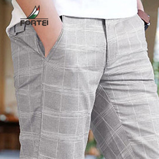 富铤（FORTEI）亚麻短裤男士五分裤夏季薄款宽松透气沙滩裤 tingbai 灰白格 32