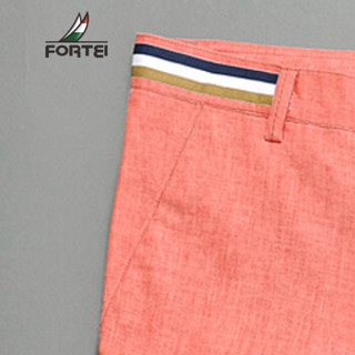 富铤（FORTEI）亚麻短裤男士五分裤夏季薄款宽松透气沙滩裤 mingmen 西瓜红 38