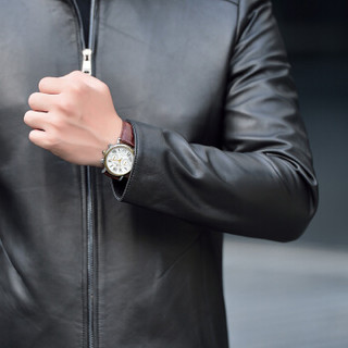 金盾（KIN DON）绵羊皮衣 新品男士时尚简约立领夹克外套5017-1615黑色4XL