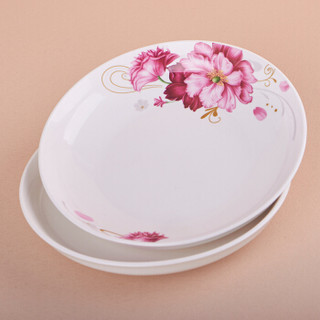 万毅家用盘子 陶瓷汤盘(7英寸)中式餐具饭盘(6只装)