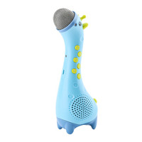 贝恩施 早教益智玩具 儿童唱歌麦克风小鹿掌上KTV无线话筒可充电 K2 蓝色