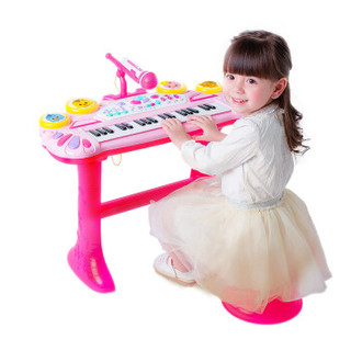澳贝 （AUBY ）宝宝早教儿童多功能音乐电子琴宝宝初学者乐器女孩玩具生日礼物萌鸡琴鼓二合一电子琴461018