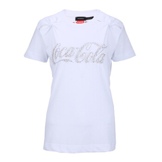 PINKO 女士白色棉质可口可乐联名T恤 1N11WQ Y4L8 Z07 S
