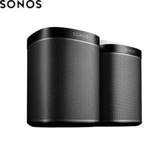 SONOS PLAY:1立体声对 家庭智能音响系统 多房间 WiFi连接 无线家用小音箱（黑色）