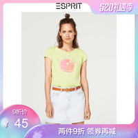 ESPRIT EDC短袖女T恤纯棉海滩风印花休闲上衣-058CC1K010