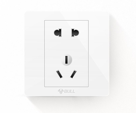 bull 公牛 开关插座面板 86型10a 斜五孔10只装(默认07白)